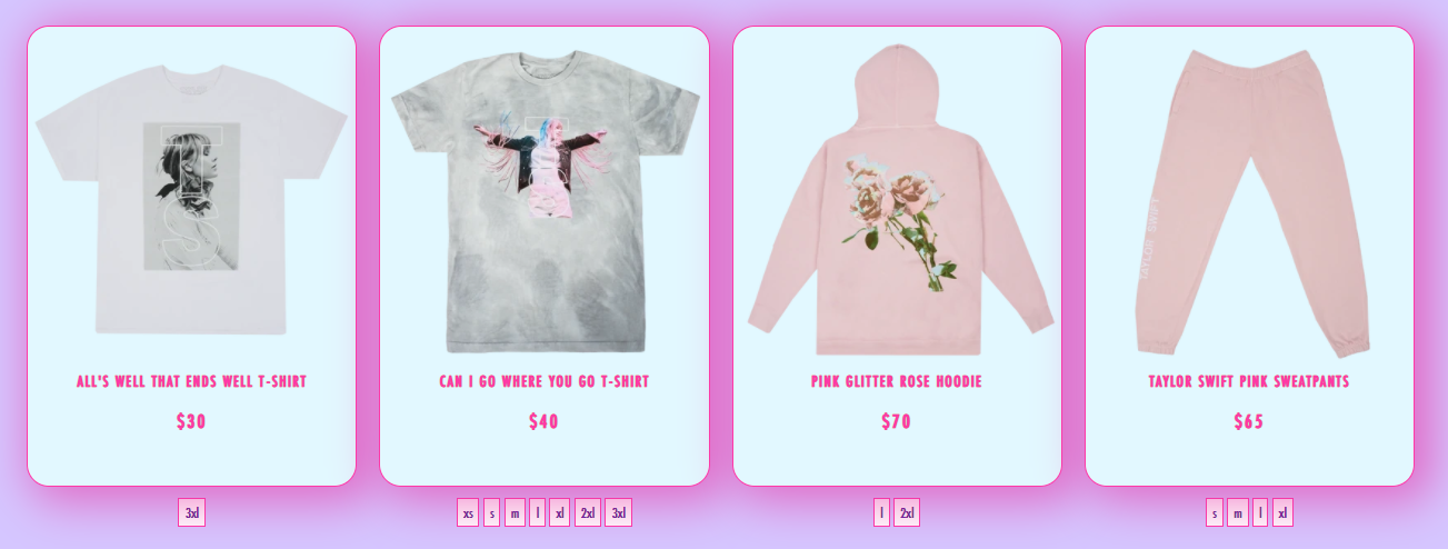 Some of the new collection's products. See more at the 'Merch' section